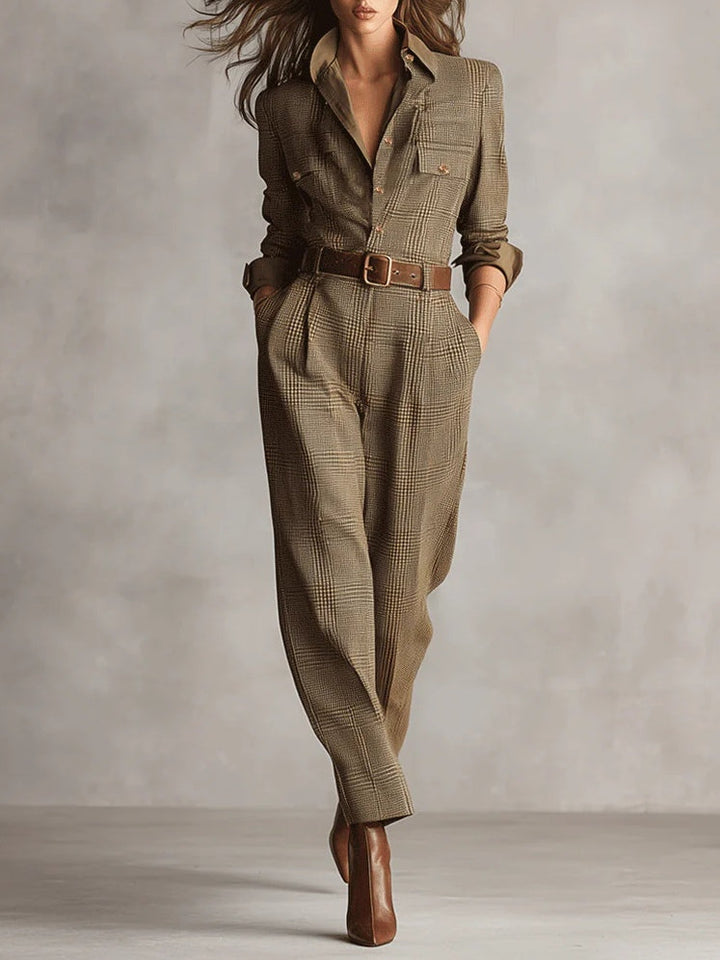 Corenne - Stylish Plaid Jumpsuit