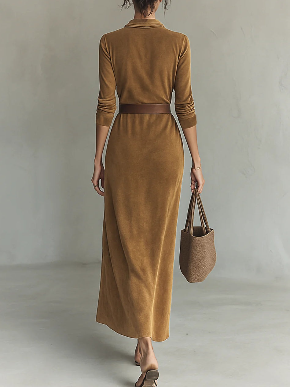 Célianne - Elegant Suede Maxi Dress